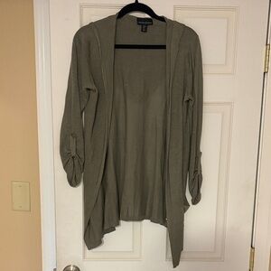 Cynthia Rowley Olive Lightweight Open-Front Cardigan